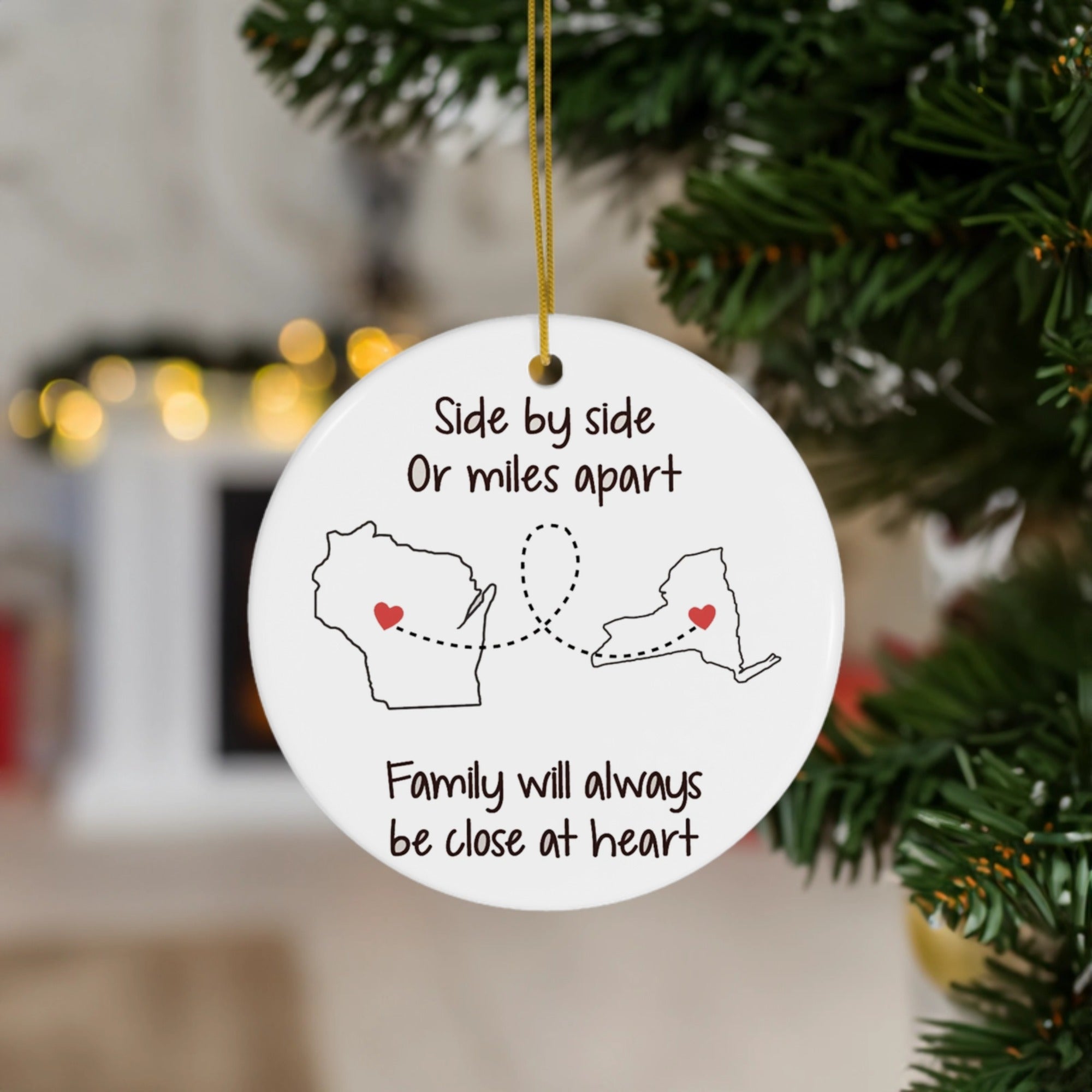Long-Distance Family Christmas | Close at Heart Gift | Ceramic Ornament